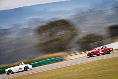 100;28;03399H;1959-Austin-Healey-3000;1968-Datsun-2000-Sports;26-July-2009;Australia;FOSC;Festival-of-Sporting-Cars;Group-S;Jason-Lea;NSW;Narellan;New-South-Wales;Oran-Park-Raceway;Peter-Jackson;auto;classic;historic;motion-blur;motorsport;racing;super-telephoto;vintage