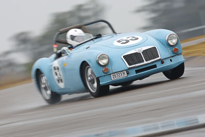 53;1959-MGA-1600;26-July-2009;26723H;Australia;FOSC;Festival-of-Sporting-Cars;Group-S;John-Young;NSW;Narellan;New-South-Wales;Oran-Park-Raceway;auto;classic;historic;motion-blur;motorsport;racing;super-telephoto;vintage