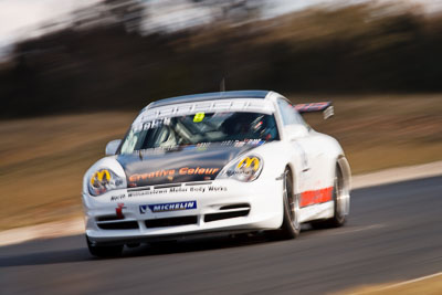 8;7-August-2009;Australia;Morgan-Park-Raceway;Porsche-996-GT3-Cup;Porsche-GT3-Cup;QLD;Queensland;Shannons-Nationals;Topshot;Warwick;auto;motion-blur;motorsport;racing;super-telephoto