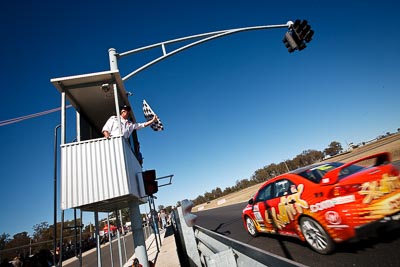 10;9-August-2009;Australia;Australian-Manufacturers-Championship;Evo-10;Mitsubishi-Lancer;Mitsubishi-Lancer-Evolution-X;Morgan-Park-Raceway;QLD;Queensland;Rod-Salmon;Shannons-Nationals;Warwick;auto;chequered-flag;motorsport;racing;sky;wide-angle