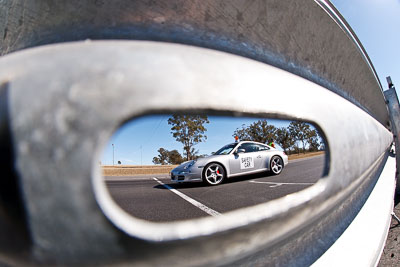 9-August-2009;Australia;Morgan-Park-Raceway;Porsche-Cayman;QLD;Queensland;Shannons-Nationals;Warwick;armco;atmosphere;auto;barrier;fisheye;marshals;motorsport;officials;racing;safety-car