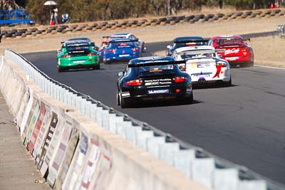 10;9-August-2009;Australia;Mark-Krashos;Morgan-Park-Raceway;Porsche-997-GT3-Cup;Porsche-GT3-Cup;QLD;Queensland;Shannons-Nationals;Warwick;armco;auto;barrier;motorsport;racing;super-telephoto