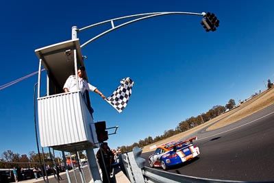 7;9-August-2009;Australia;Morgan-Park-Raceway;Porsche-996-GT3-Cup;Porsche-GT3-Cup;QLD;Queensland;Raymond-Angus;Shannons-Nationals;Warwick;auto;chequered-flag;fisheye;motorsport;racing;sky
