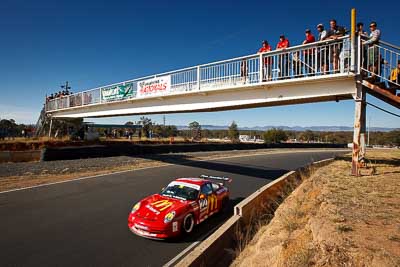 22;9-August-2009;Australia;Morgan-Park-Raceway;Porsche-996-GT3-Cup;Porsche-GT3-Cup;QLD;Queensland;Shannons-Nationals;Terry-Knight;Warwick;atmosphere;auto;bridge;motorsport;racing;sky;wide-angle