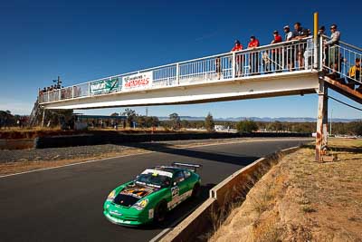 28;9-August-2009;Australia;Brad-Rankin;Morgan-Park-Raceway;Porsche-996-GT3-Cup;Porsche-GT3-Cup;QLD;Queensland;Shannons-Nationals;Warwick;atmosphere;auto;bridge;motorsport;racing;sky;wide-angle
