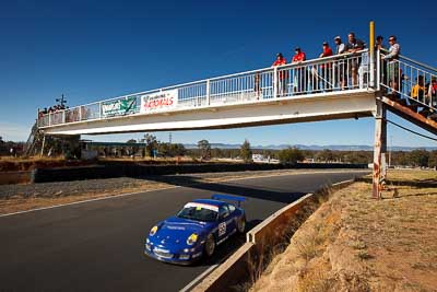 55;9-August-2009;Australia;Bob-Thorn;Morgan-Park-Raceway;Porsche-997-GT3-Cup;Porsche-GT3-Cup;QLD;Queensland;Shannons-Nationals;Warwick;atmosphere;auto;bridge;motorsport;racing;sky;wide-angle