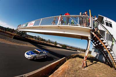23;9-August-2009;Australia;Morgan-Park-Raceway;Porsche-997-GT3-Cup;Porsche-GT3-Cup;QLD;Queensland;Roger-Lago;Shannons-Nationals;Warwick;atmosphere;auto;bridge;fisheye;motorsport;racing;sky