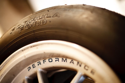 30-August-2009;50mm;Australia;Formula-Ford;Morgan-Park-Raceway;QLD;Queensland;Queensland-State-Championship;Topshot;Warwick;auto;brand;close‒up;detail;logo;motorsport;racing;tyre;wheel