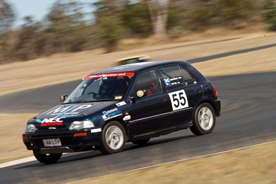 55;144LSV;30-August-2009;Australia;Daihatsu-Charade;Ian-Fettes;Morgan-Park-Raceway;QLD;Queensland;Queensland-State-Championship;Regularity;Warwick;auto;motion-blur;motorsport;racing;super-telephoto