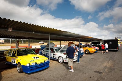 19-September-2009;Australia;Kurwongbah;Lakeside-Classic-Speed-Festival;Lakeside-Park;Lakeside-Raceway;QLD;Queensland;atmosphere;auto;motorsport;paddock;racing;wide-angle