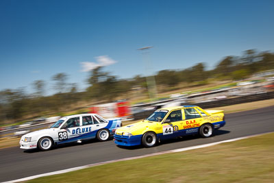 38;44;20-September-2009;Australia;Group-C-A;Historic-Touring-Cars;Kurwongbah;Lakeside-Classic-Speed-Festival;Lakeside-Park;Lakeside-Raceway;QLD;Queensland;Topshot;auto;classic;historic;motion-blur;motorsport;racing;sky;vintage;wide-angle