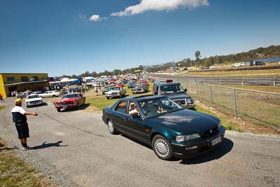 064KXN;20-September-2009;Australia;Kurwongbah;Lakeside-Classic-Speed-Festival;Lakeside-Park;Lakeside-Raceway;QLD;Queensland;auto;classic;historic;motorsport;racing;showcase;sky;vintage;wide-angle