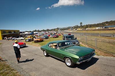 20-September-2009;942LBZ;Australia;Kurwongbah;Lakeside-Classic-Speed-Festival;Lakeside-Park;Lakeside-Raceway;QLD;Queensland;auto;classic;historic;motorsport;racing;showcase;sky;vintage;wide-angle