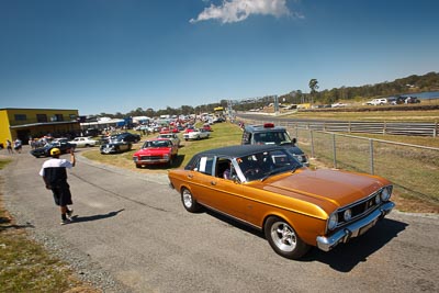 20-September-2009;68FGT;Australia;Kurwongbah;Lakeside-Classic-Speed-Festival;Lakeside-Park;Lakeside-Raceway;QLD;Queensland;auto;classic;historic;motorsport;racing;showcase;sky;vintage;wide-angle