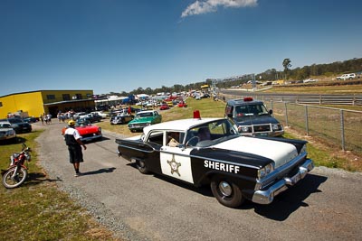 20-September-2009;416GYQ;Australia;Kurwongbah;Lakeside-Classic-Speed-Festival;Lakeside-Park;Lakeside-Raceway;QLD;Queensland;auto;classic;historic;motorsport;racing;showcase;sky;vintage;wide-angle