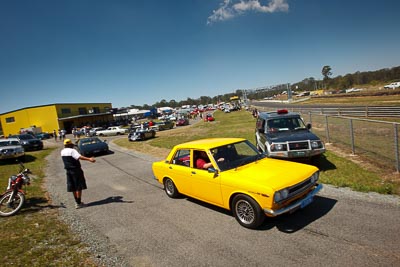 20-September-2009;71DTN;Australia;Kurwongbah;Lakeside-Classic-Speed-Festival;Lakeside-Park;Lakeside-Raceway;QLD;Queensland;auto;classic;historic;motorsport;racing;showcase;sky;vintage;wide-angle