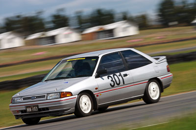 301;1990-Ford-Laser;30-October-2009;Australia;FOSC;Festival-of-Sporting-Cars;NSW;New-South-Wales;Regularity;Wakefield-Park;Whitby;auto;motion-blur;motorsport;racing;super-telephoto