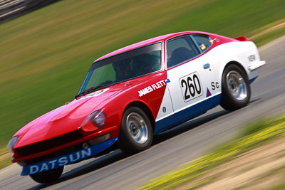 260;1974-Datsun-260Z;31-October-2009;Australia;FOSC;Festival-of-Sporting-Cars;Group-S;James-Flett;NSW;New-South-Wales;Sports-Cars;Wakefield-Park;auto;classic;historic;motion-blur;motorsport;racing;super-telephoto;vintage
