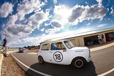 18;1964-Morris-Mini;31-October-2009;Alex-Donofrio;Australia;FOSC;Festival-of-Sporting-Cars;Group-N;Historic-Touring-Cars;NSW;New-South-Wales;Wakefield-Park;auto;classic;fisheye;historic;motorsport;racing;vintage