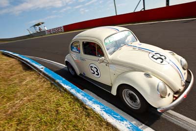 53;1958-Volkswagen-Beetle;3-April-2010;Australia;Bathurst;FOSC;Festival-of-Sporting-Cars;Historic-Touring-Cars;Mt-Panorama;NSW;New-South-Wales;Tom-Law;VW;auto;classic;motorsport;racing;vintage;wide-angle