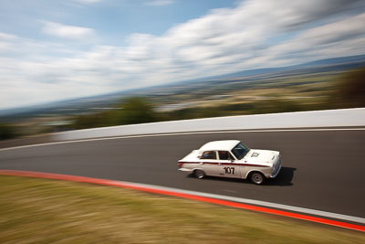 107;1964-Ford-Cortina-GT;3-April-2010;Australia;Bathurst;FOSC;Festival-of-Sporting-Cars;Historic-Touring-Cars;Kerry-Hughes;Mt-Panorama;NSW;New-South-Wales;auto;classic;clouds;motion-blur;motorsport;movement;racing;sky;speed;vintage;wide-angle