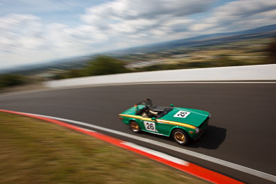 26;1969-Triumph-TR6;3-April-2010;Australia;Bathurst;FOSC;Festival-of-Sporting-Cars;Geoff-Byrne;Historic-Sports-Cars;Mt-Panorama;NSW;New-South-Wales;auto;classic;clouds;motion-blur;motorsport;racing;sky;vintage;wide-angle