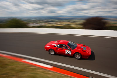 52;1980-Ferrari-308GTB;3-April-2010;Australia;Bathurst;FOSC;Festival-of-Sporting-Cars;Historic-Sports-Cars;Len-Watson;Mt-Panorama;NSW;New-South-Wales;REDLEN;auto;classic;clouds;motion-blur;motorsport;racing;sky;vintage;wide-angle