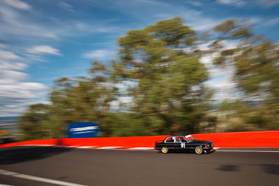 91;1981-BMW-E21-JPS-Replica;3-April-2010;Australia;BC30MI;Bathurst;FOSC;Festival-of-Sporting-Cars;Mt-Panorama;NSW;New-South-Wales;Rama-Higgins;Regularity;auto;motion-blur;motorsport;racing;trees;wide-angle