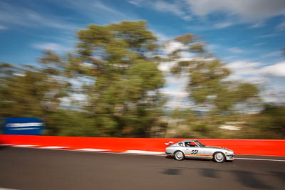 551;1974-Datsun-260Z;3-April-2010;33644H;Australia;Bathurst;FOSC;Festival-of-Sporting-Cars;Mt-Panorama;NSW;New-South-Wales;Regularity;Vince-Harlor;auto;motion-blur;motorsport;racing;trees;wide-angle