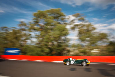 41;1958-Lister-Jaguar-Knobbly-R;3-April-2010;Australia;BB085;Barry-Bates;Bathurst;FOSC;Festival-of-Sporting-Cars;Mt-Panorama;NSW;New-South-Wales;Regularity;auto;motion-blur;motorsport;racing;trees;wide-angle