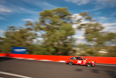 176;1976-Holden-Torana-SS-V8-Hatch;3-April-2010;Australia;Bathurst;FOSC;Festival-of-Sporting-Cars;Mt-Panorama;NSW;New-South-Wales;Regularity;Willian-Vining‒Falvey;auto;motion-blur;motorsport;racing;trees;wide-angle