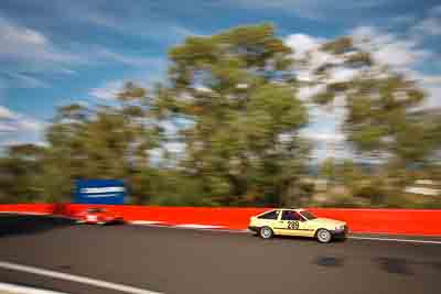 289;1983-Toyota-Sprinter;3-April-2010;Australia;Bathurst;CRA19X;Craig-Haack;FOSC;Festival-of-Sporting-Cars;Mt-Panorama;NSW;New-South-Wales;Regularity;auto;motion-blur;motorsport;racing;trees;wide-angle