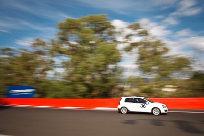 36;2005-Volkswagen-Golg-GTi;3-April-2010;Australia;Bathurst;FOSC;Festival-of-Sporting-Cars;Mt-Panorama;NSW;New-South-Wales;Regularity;Scott-Osborne;VW;auto;motion-blur;motorsport;racing;trees;wide-angle
