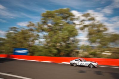 818;1974-Datsun-280Z;3-April-2010;Australia;Bathurst;FOSC;Festival-of-Sporting-Cars;John-Cade;Mt-Panorama;NSW;New-South-Wales;Regularity;auto;motion-blur;motorsport;racing;trees;wide-angle