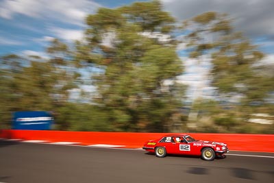112;1983-Jaguar-XJS;3-April-2010;Australia;Bathurst;FOSC;Festival-of-Sporting-Cars;Mt-Panorama;NSW;New-South-Wales;Tony-Pallas;auto;motion-blur;motorsport;racing;trees;wide-angle