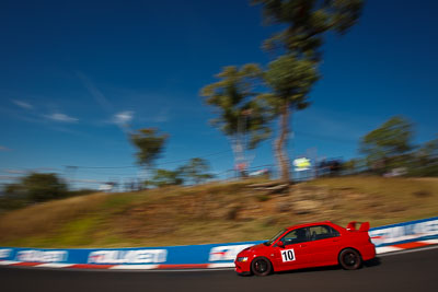 10;2007-Mitsubishi-Lancer-Evolution-IX;4-April-2010;Australia;Bathurst;Bradley-Cecil;FOSC;Festival-of-Sporting-Cars;Mt-Panorama;NSW;New-South-Wales;Regularity;auto;clouds;motion-blur;motorsport;racing;sky;wide-angle