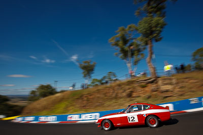 12;1974-Datsun-260Z;4-April-2010;Australia;Bathurst;FOSC;Festival-of-Sporting-Cars;Lee-Falkner;Mt-Panorama;NSW;New-South-Wales;Regularity;auto;clouds;motion-blur;motorsport;racing;sky;wide-angle