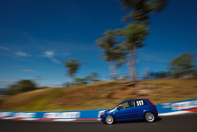 117;2007-Ford-Fiesta-XR4;4-April-2010;Australia;Bathurst;FOSC;Festival-of-Sporting-Cars;Mt-Panorama;NSW;New-South-Wales;Paul-Bower;Regularity;auto;clouds;motion-blur;motorsport;movement;racing;sky;speed;wide-angle