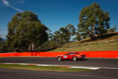 112;1983-Jaguar-XJS;4-April-2010;Australia;Bathurst;FOSC;Festival-of-Sporting-Cars;Mt-Panorama;NSW;New-South-Wales;Tony-Pallas;auto;motion-blur;motorsport;racing;sky;trees;wide-angle