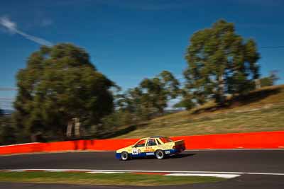 44;1988-Holden-Commodore-VL;4-April-2010;Australia;Bathurst;FOSC;Festival-of-Sporting-Cars;Mark-Taylor;Mt-Panorama;NSW;New-South-Wales;auto;motion-blur;motorsport;racing;sky;trees;wide-angle