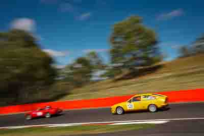 128;1977-Alfa-Romeo-Alfetta-GTV;385MUO;4-April-2010;Anthony-Olisoff;Australia;Bathurst;FOSC;Festival-of-Sporting-Cars;Mt-Panorama;NSW;New-South-Wales;Regularity;auto;motion-blur;motorsport;movement;racing;sky;speed;trees;wide-angle