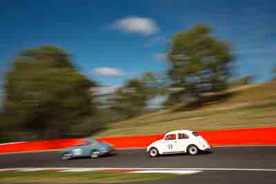 53;1958-Volkswagen-Beetle;4-April-2010;Australia;Bathurst;FOSC;Festival-of-Sporting-Cars;Historic-Touring-Cars;Mt-Panorama;NSW;New-South-Wales;Tom-Law;VW;auto;classic;motion-blur;motorsport;movement;racing;sky;speed;trees;vintage;wide-angle