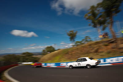 71;1972-Holden-Torana-XU‒1;4-April-2010;Australia;Bathurst;FOSC;Festival-of-Sporting-Cars;Historic-Touring-Cars;Ian-Sawtell;Mt-Panorama;NSW;New-South-Wales;auto;classic;clouds;motion-blur;motorsport;racing;sky;vintage;wide-angle