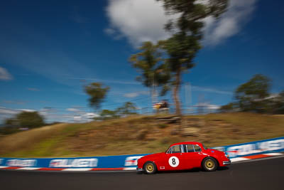 8;1961-Jaguar-Mk-II;4-April-2010;Australia;Bathurst;FOSC;Festival-of-Sporting-Cars;Historic-Touring-Cars;Lionel-Walker;Mt-Panorama;NSW;New-South-Wales;auto;classic;clouds;motion-blur;motorsport;racing;sky;vintage;wide-angle