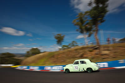 72;1955-Holden-FJ;4-April-2010;Australia;Bathurst;FOSC;Festival-of-Sporting-Cars;Historic-Touring-Cars;Mt-Panorama;NSW;New-South-Wales;Philip-Barrow;auto;classic;clouds;motion-blur;motorsport;racing;sky;vintage;wide-angle