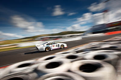 41;1976-Porsche-935;4-April-2010;Australia;Bathurst;FOSC;Festival-of-Sporting-Cars;Klaus-Bischof;Mt-Panorama;NSW;New-South-Wales;Regularity;Topshot;auto;clouds;motion-blur;motorsport;racing;sky;wide-angle