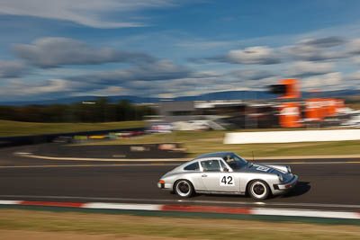 42;1974-Porsche-911S;1CPN911;4-April-2010;Australia;Bathurst;Bill-Stagoll;FOSC;Festival-of-Sporting-Cars;Mt-Panorama;NSW;New-South-Wales;Regularity;auto;clouds;motion-blur;motorsport;racing;sky;wide-angle