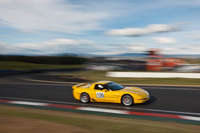 106;2001-Chevrolet-Corvette-Z06;4-April-2010;Australia;Bathurst;FOSC;Festival-of-Sporting-Cars;Gary-Nelson;Mt-Panorama;NSW;New-South-Wales;Regularity;ZO601;auto;clouds;motion-blur;motorsport;racing;sky;wide-angle