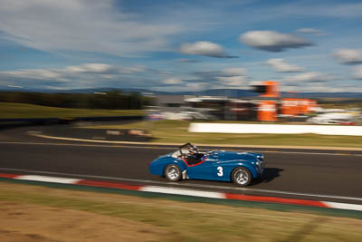 3;1955-Triumph-TR3;4-April-2010;Allan-Bare;Australia;Bathurst;FOSC;Festival-of-Sporting-Cars;Mt-Panorama;NSW;New-South-Wales;Regularity;TR3055;auto;clouds;motion-blur;motorsport;racing;sky;wide-angle