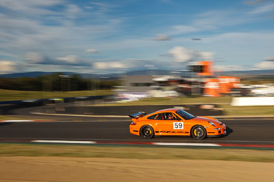 59;2007-Porsche-997-GT3-RS;4-April-2010;AT39WA;Australia;Bathurst;FOSC;Festival-of-Sporting-Cars;Mt-Panorama;NSW;New-South-Wales;Regularity;Richard-Bennett;auto;clouds;motion-blur;motorsport;racing;sky;wide-angle